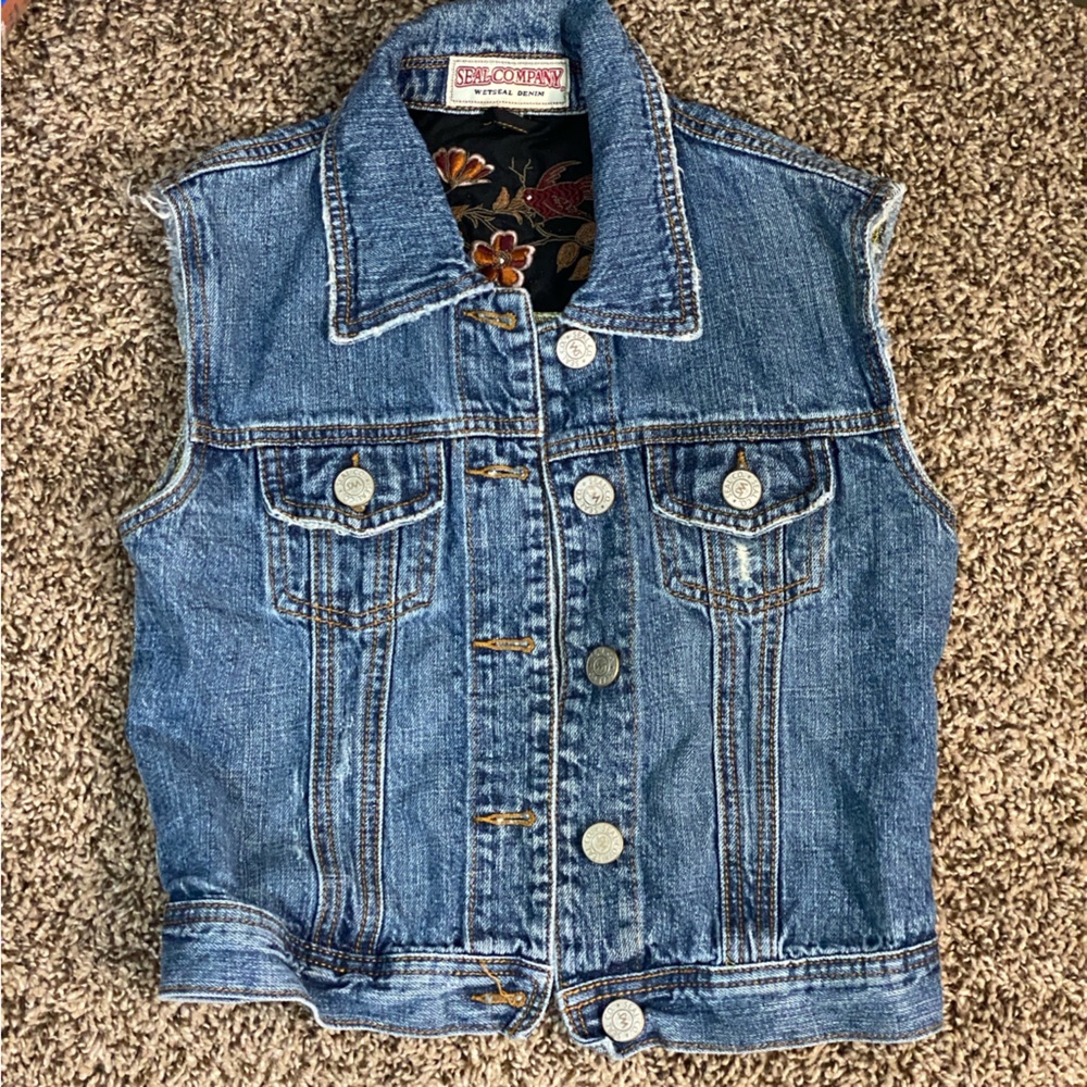 Y2K Seal Company Wet Seal Blue Jean Jacket Sleeveless Denim